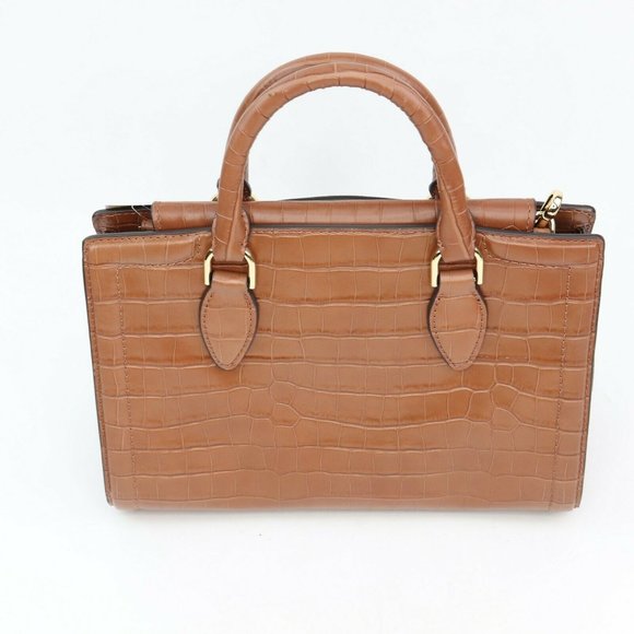 Michael Kors Zoe Medium Embossed Leather Satchel Chestnut - Picture 3 of 9